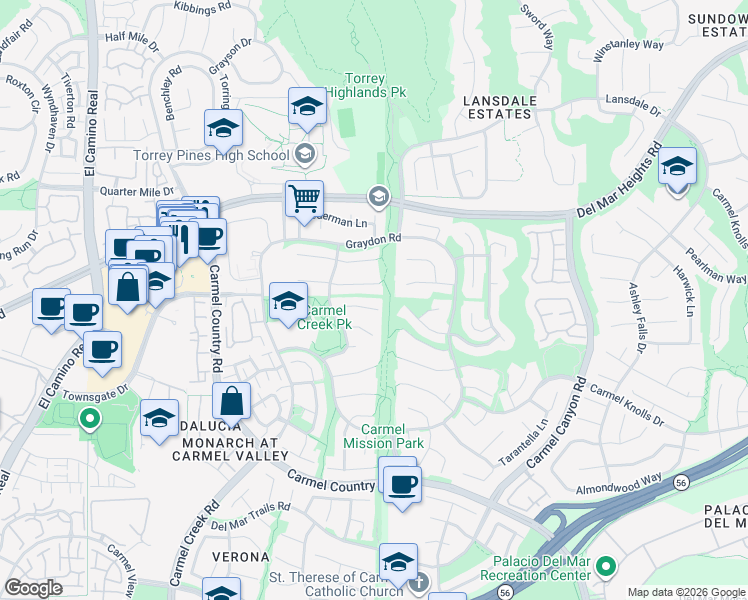 map of restaurants, bars, coffee shops, grocery stores, and more near 4243 Corte Famosa in San Diego