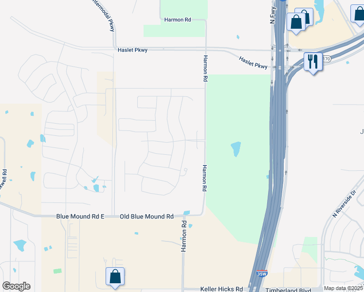 map of restaurants, bars, coffee shops, grocery stores, and more near 1518 Primrose Place in Haslet