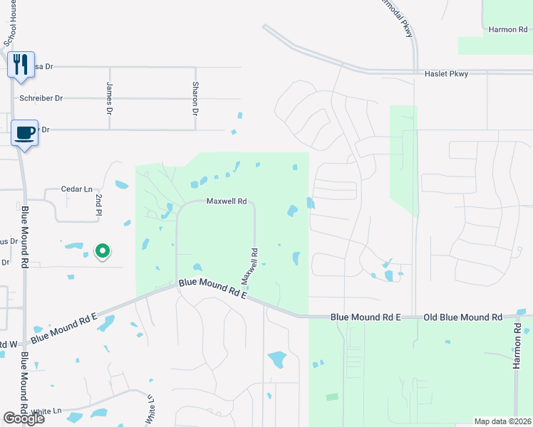 map of restaurants, bars, coffee shops, grocery stores, and more near 1341 Maxwell Road in Haslet
