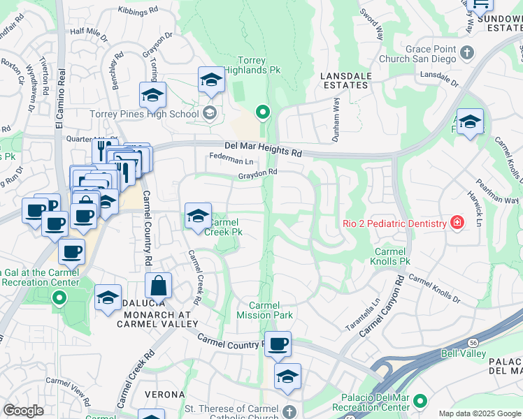 map of restaurants, bars, coffee shops, grocery stores, and more near 4281 Kerwood Court in San Diego