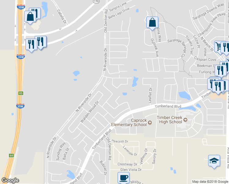 map of restaurants, bars, coffee shops, grocery stores, and more near 12252 Langley Hill Drive in Keller