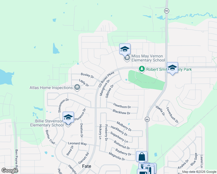 map of restaurants, bars, coffee shops, grocery stores, and more near 942 Mangrove Drive in Rockwall