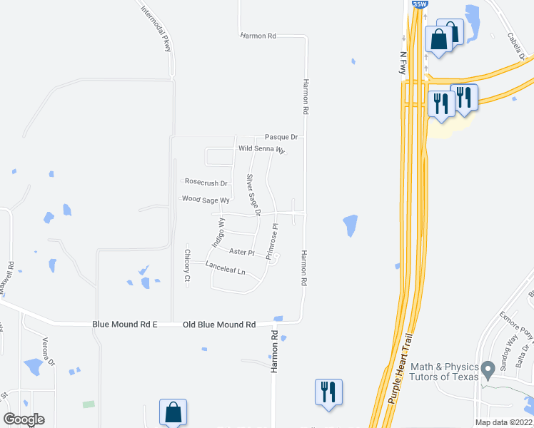 map of restaurants, bars, coffee shops, grocery stores, and more near 1483 Silver Sage Drive in Haslet