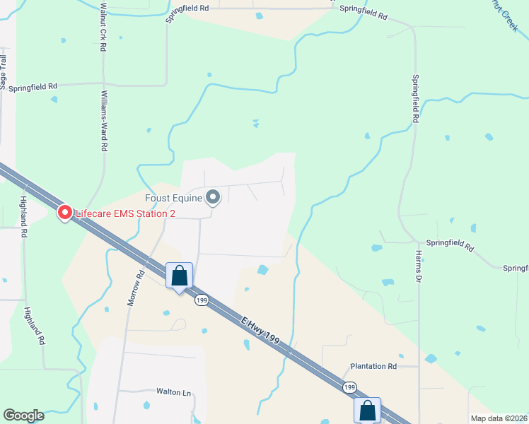 map of restaurants, bars, coffee shops, grocery stores, and more near 119 Smallwood Court in Springtown