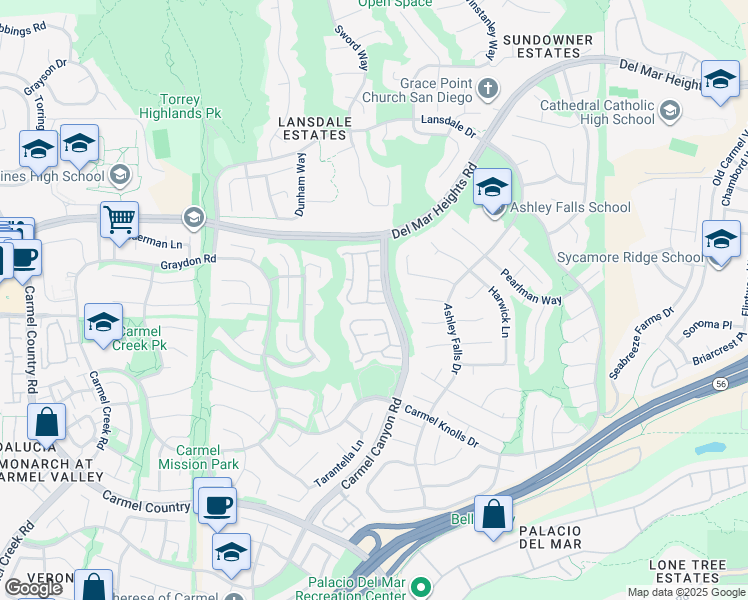 map of restaurants, bars, coffee shops, grocery stores, and more near 4770 Caminito Evangelico in San Diego