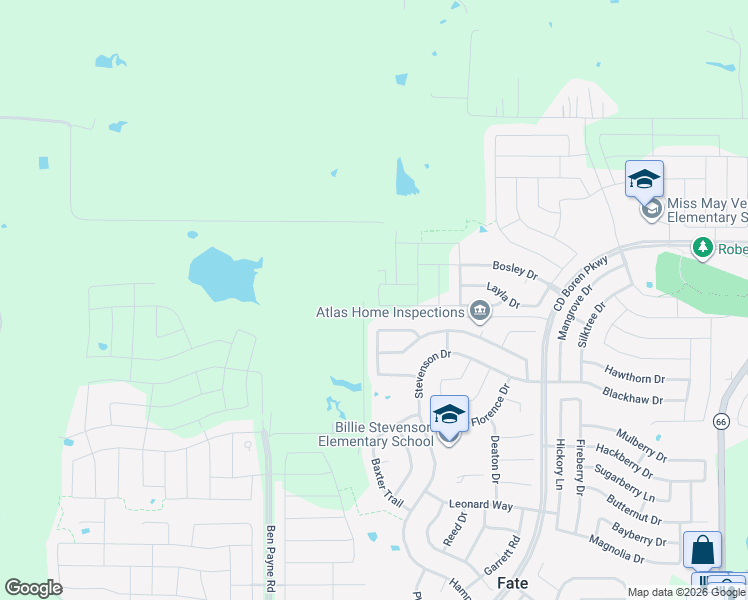 map of restaurants, bars, coffee shops, grocery stores, and more near North Country Lane in Rockwall