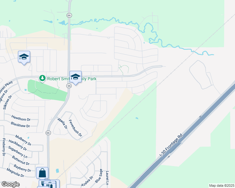 map of restaurants, bars, coffee shops, grocery stores, and more near 2126 Rubin Road in Royse City