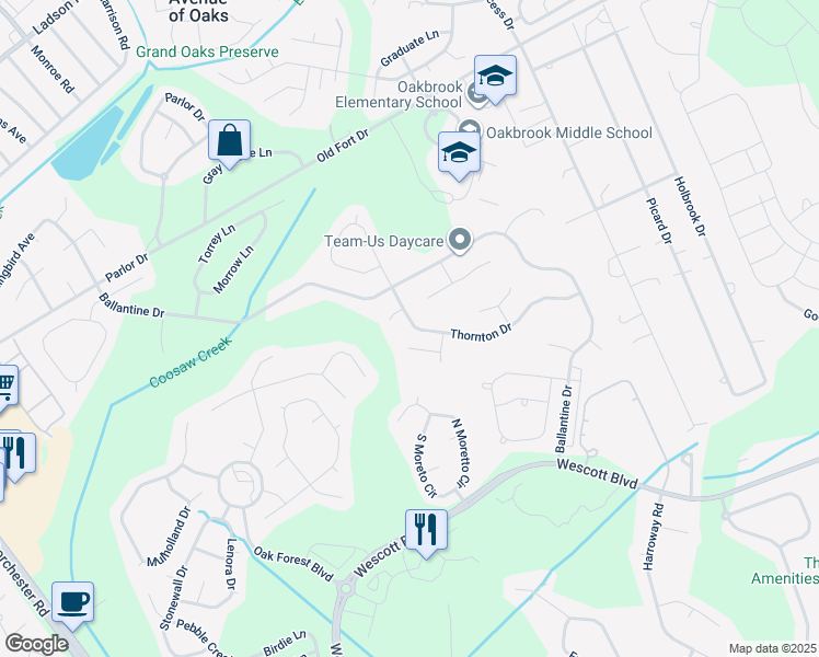 map of restaurants, bars, coffee shops, grocery stores, and more near 5069 Thornton Drive in Summerville