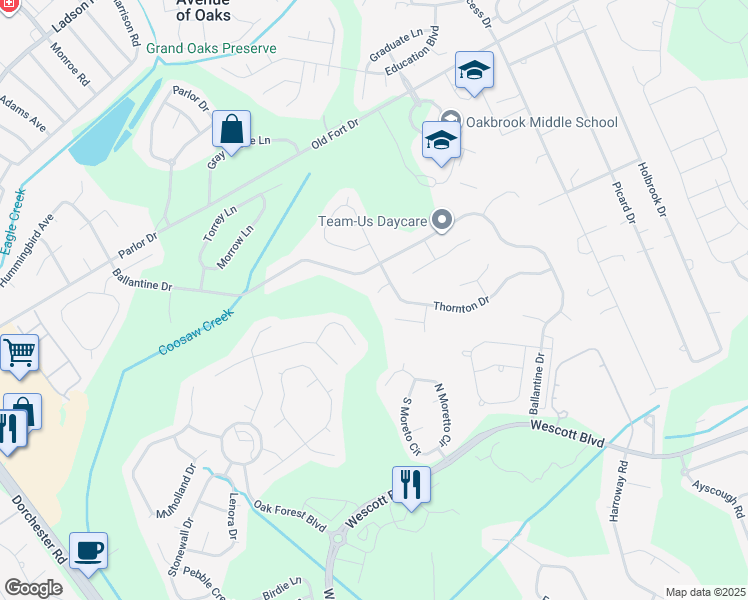 map of restaurants, bars, coffee shops, grocery stores, and more near 5008 Athol Street in Summerville