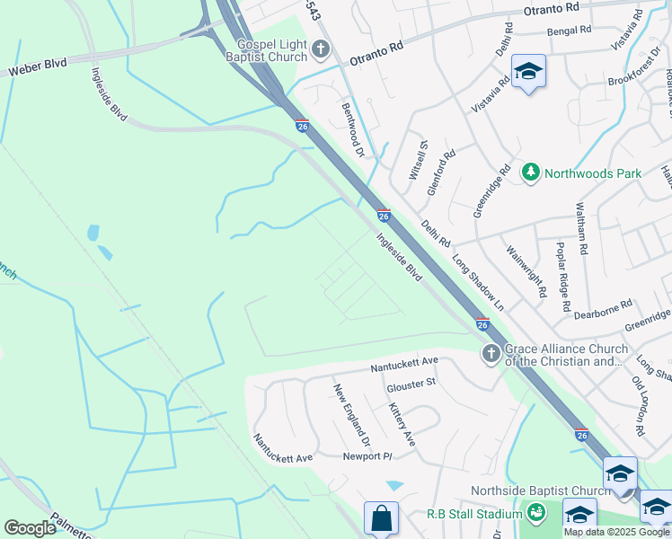 map of restaurants, bars, coffee shops, grocery stores, and more near 2501 Ingleside Boulevard in Ladson
