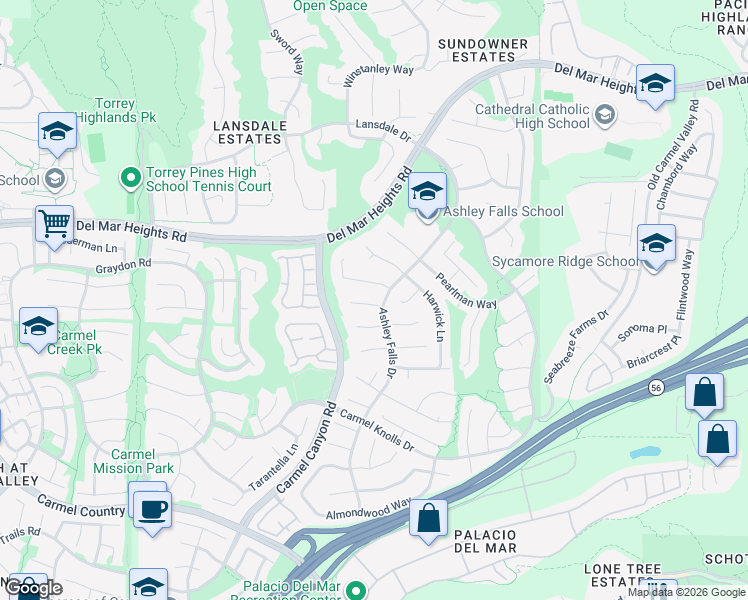 map of restaurants, bars, coffee shops, grocery stores, and more near 4980 Beauchamp Court in San Diego