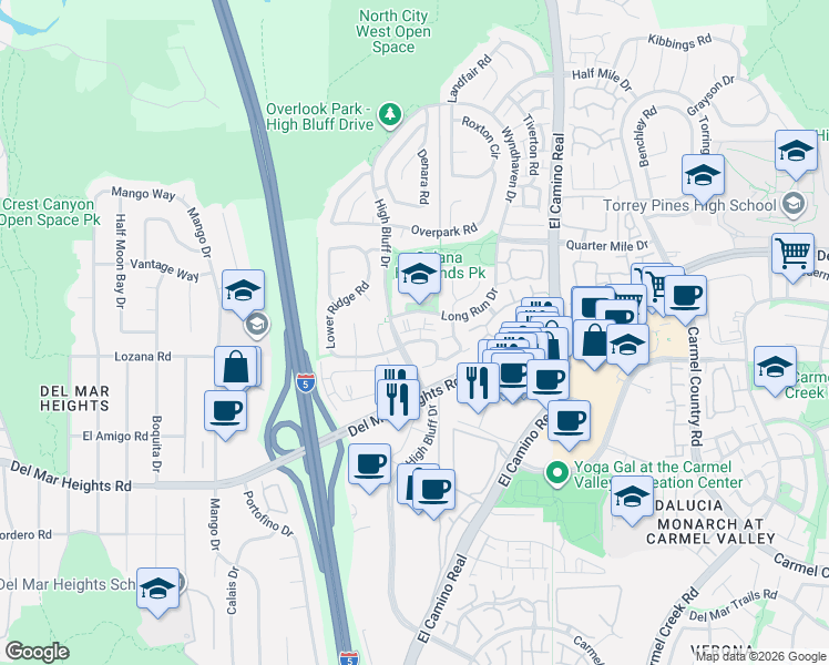 map of restaurants, bars, coffee shops, grocery stores, and more near 3502 Seahorn Circle in San Diego