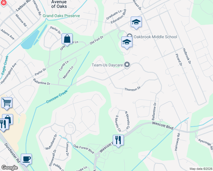 map of restaurants, bars, coffee shops, grocery stores, and more near 5008 Athol Street in Summerville