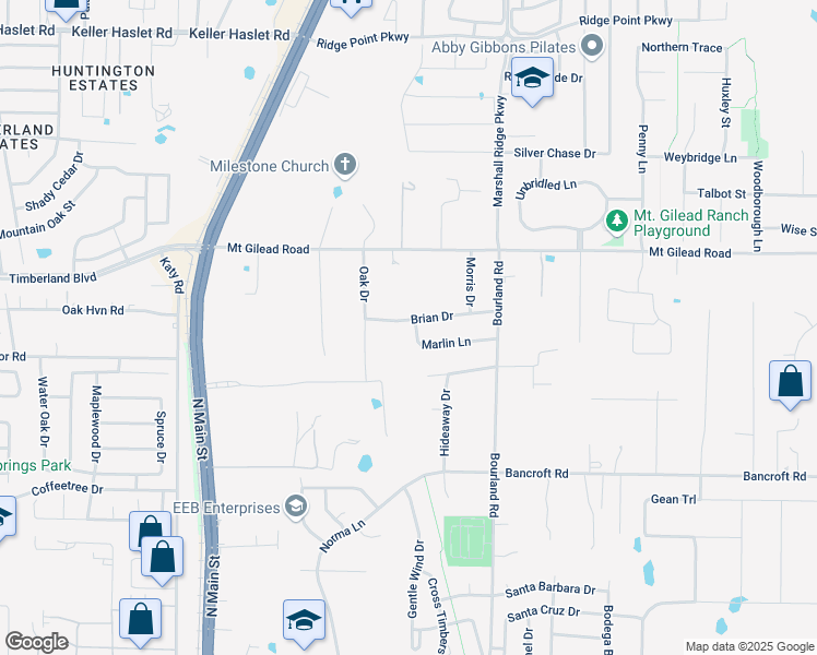 map of restaurants, bars, coffee shops, grocery stores, and more near 404 Marlin Lane in Keller