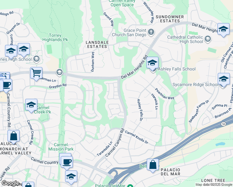 map of restaurants, bars, coffee shops, grocery stores, and more near 4771 Caminito Impersado in San Diego