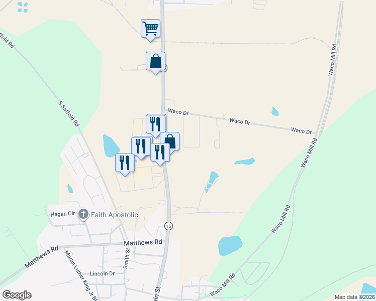 map of restaurants, bars, coffee shops, grocery stores, and more near 188 Boone Circle in Sandersville
