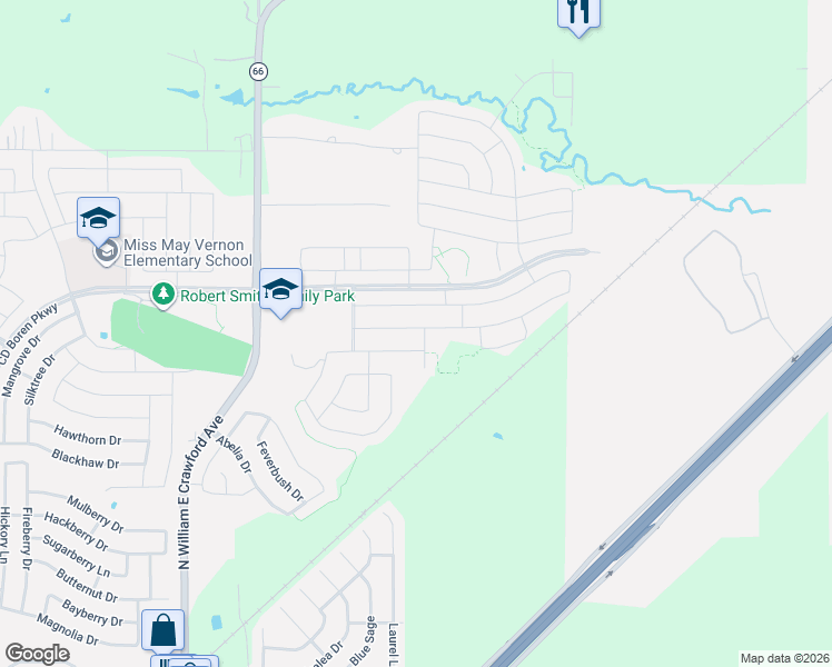map of restaurants, bars, coffee shops, grocery stores, and more near 2126 Rubin Road in Royse City