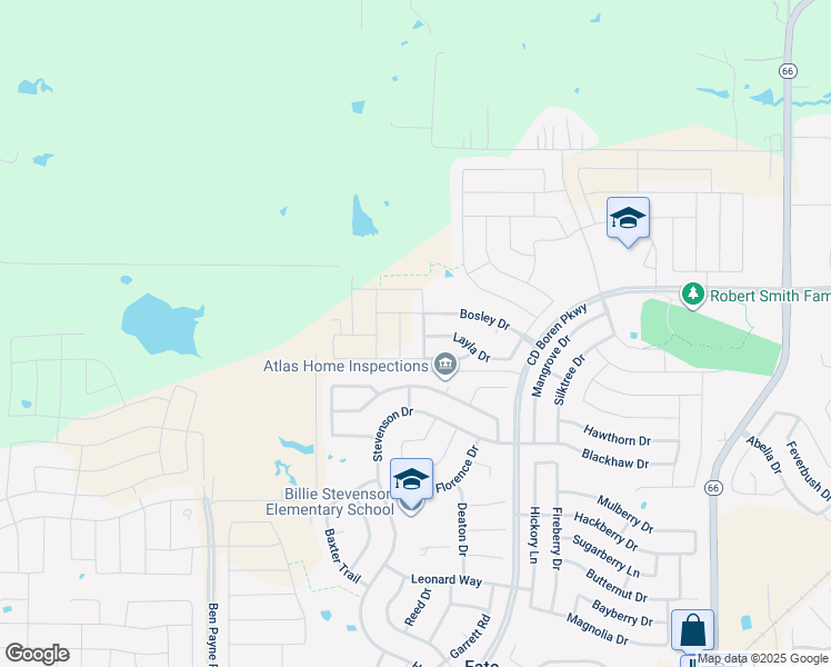 map of restaurants, bars, coffee shops, grocery stores, and more near 929 Birch Drive in Rockwall