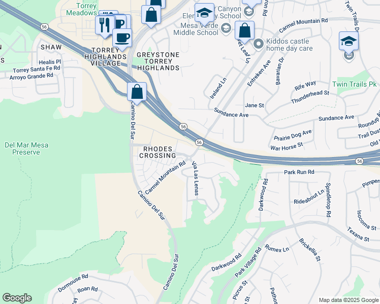 map of restaurants, bars, coffee shops, grocery stores, and more near 7971 Avenida Tamarindo in San Diego