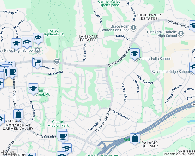 map of restaurants, bars, coffee shops, grocery stores, and more near 4770 Caminito Evangelico in San Diego