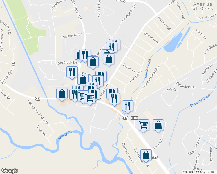 map of restaurants, bars, coffee shops, grocery stores, and more near 28 Alma Drive in Ladson