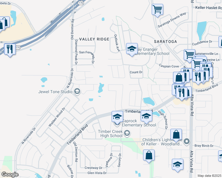 map of restaurants, bars, coffee shops, grocery stores, and more near 12480 Leaflet Drive in Fort Worth