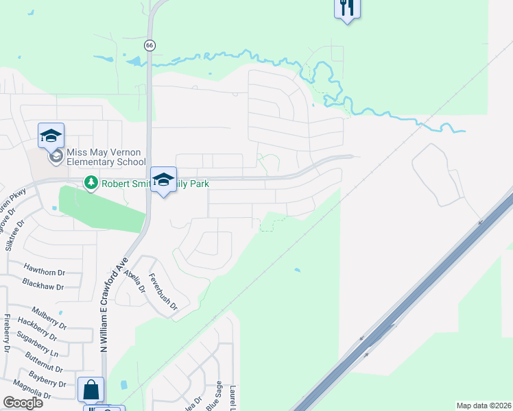 map of restaurants, bars, coffee shops, grocery stores, and more near 2126 Rubin Road in Royse City