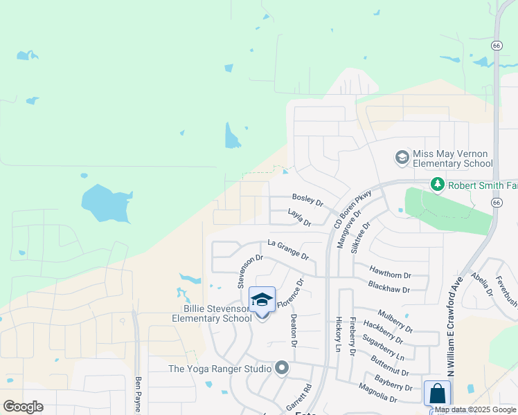 map of restaurants, bars, coffee shops, grocery stores, and more near 929 Birch Drive in Rockwall