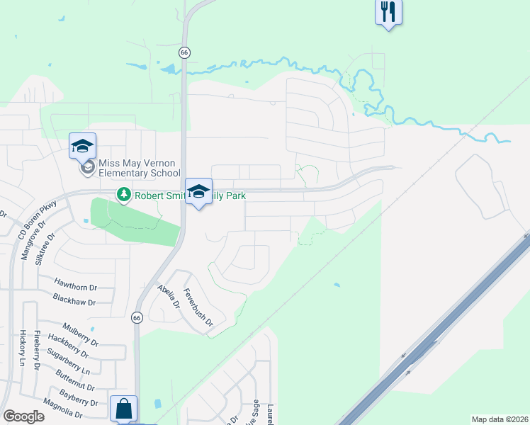 map of restaurants, bars, coffee shops, grocery stores, and more near 929 Decker Drive in Fate