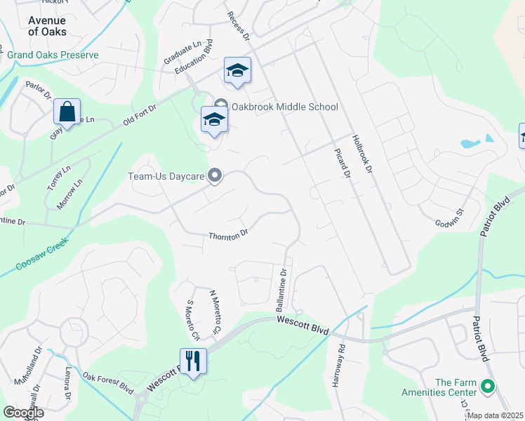 map of restaurants, bars, coffee shops, grocery stores, and more near 5012 Thornton Drive in Summerville