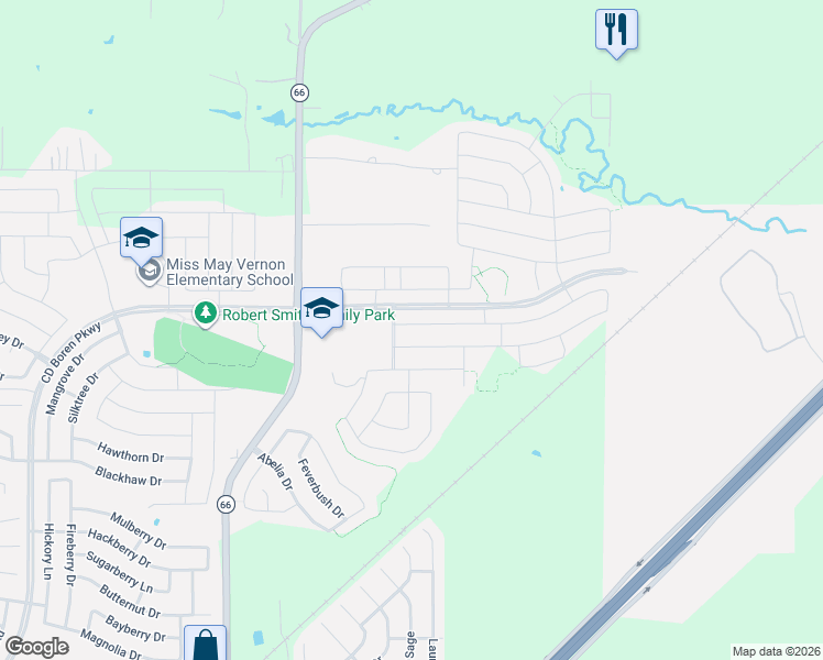 map of restaurants, bars, coffee shops, grocery stores, and more near 901 Decker Drive in Fate