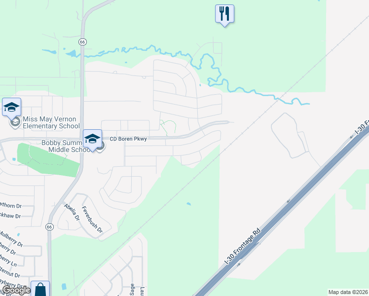 map of restaurants, bars, coffee shops, grocery stores, and more near 1064 Decker Drive in Fate