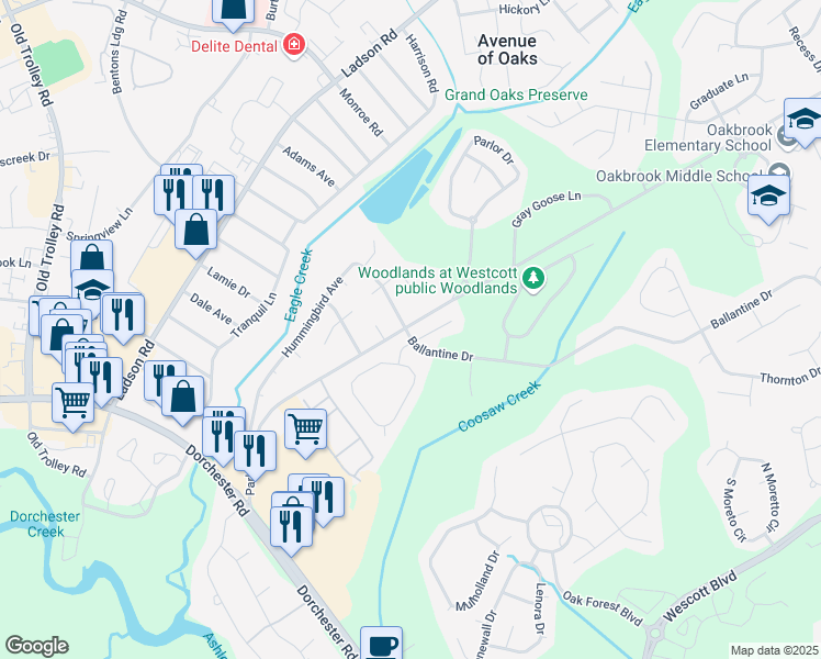 map of restaurants, bars, coffee shops, grocery stores, and more near 196 Parlor Drive in Ladson