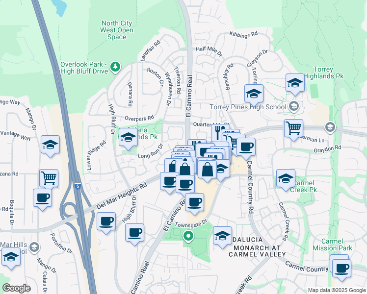 map of restaurants, bars, coffee shops, grocery stores, and more near 3694 Fallon Circle in San Diego