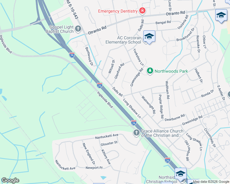 map of restaurants, bars, coffee shops, grocery stores, and more near 8251 Delhi Road in North Charleston