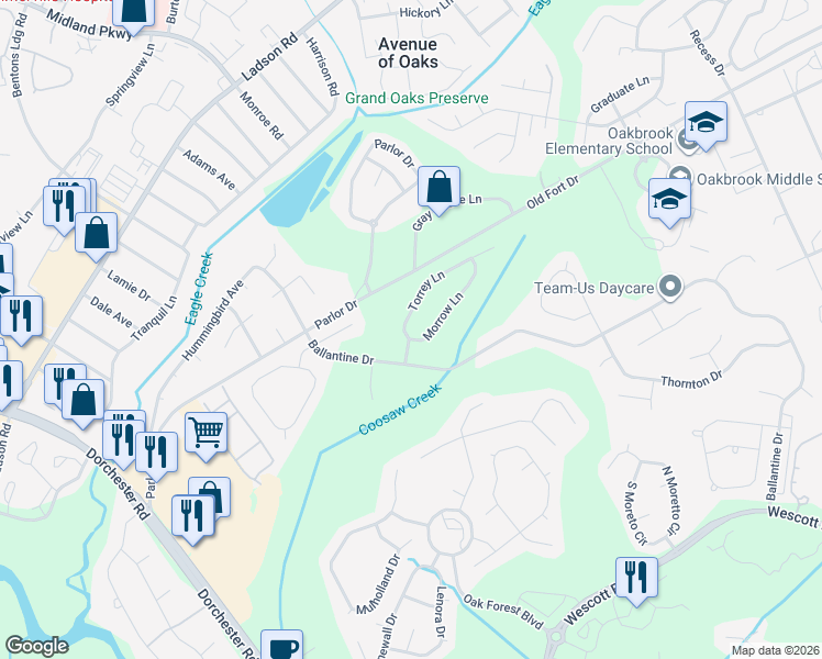 map of restaurants, bars, coffee shops, grocery stores, and more near 5131 Morrow Lane in Summerville