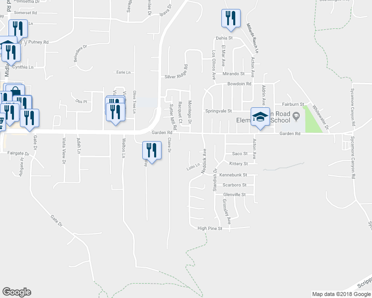 map of restaurants, bars, coffee shops, grocery stores, and more near 13158 Leaila Lane in Poway