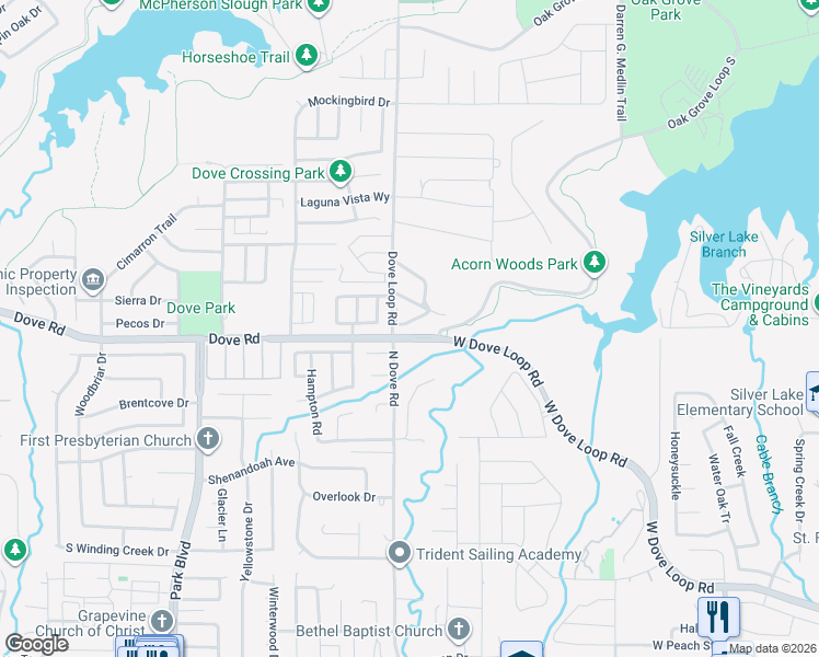 map of restaurants, bars, coffee shops, grocery stores, and more near 1333 Shannon Street in Grapevine