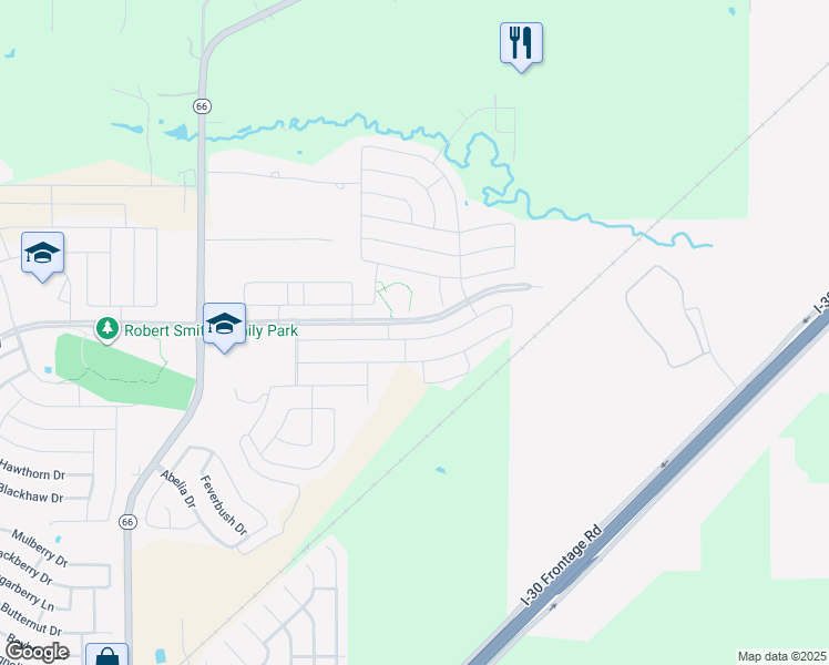 map of restaurants, bars, coffee shops, grocery stores, and more near 1033 Decker Drive in Fate