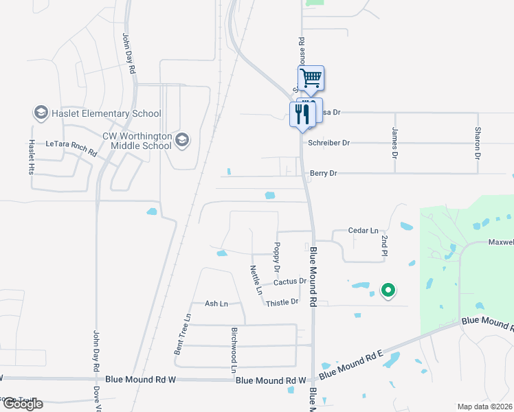 map of restaurants, bars, coffee shops, grocery stores, and more near 206 Tamiami Trail in Haslet