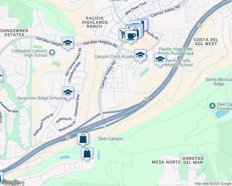 map of restaurants, bars, coffee shops, grocery stores, and more near 5532 Porter Creek Road in San Diego