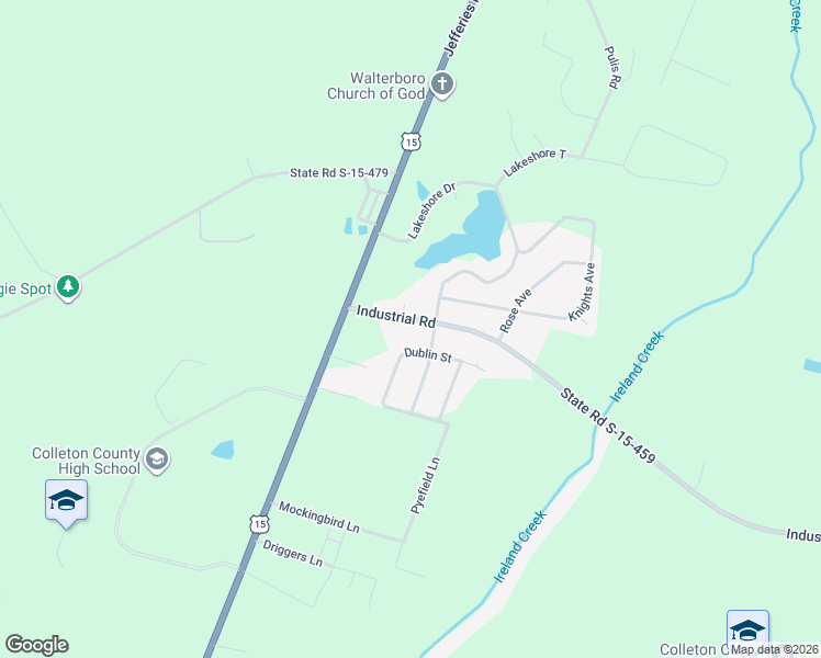 map of restaurants, bars, coffee shops, grocery stores, and more near 133 Dublin Street in Walterboro