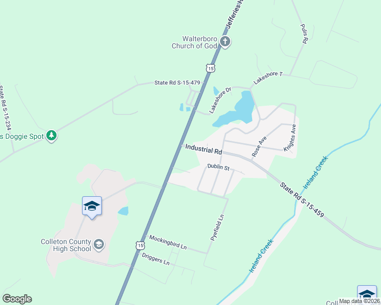 map of restaurants, bars, coffee shops, grocery stores, and more near 3984 Jefferies Highway in Walterboro