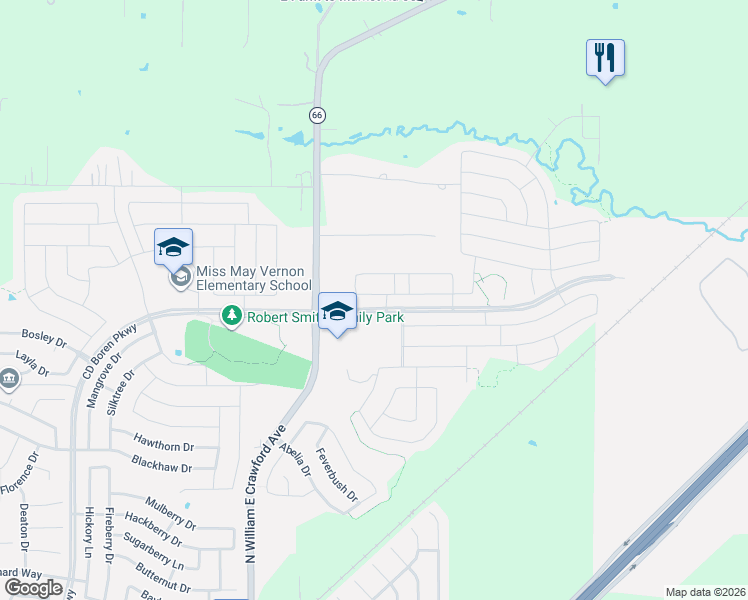 map of restaurants, bars, coffee shops, grocery stores, and more near 2247 Bryant Lane in Fate