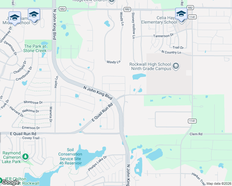 map of restaurants, bars, coffee shops, grocery stores, and more near 1310 Middleton Drive in Rockwall
