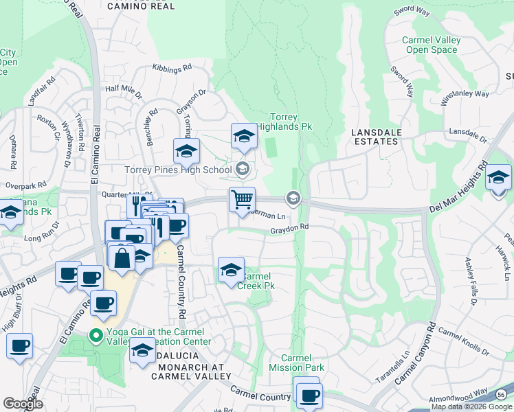 map of restaurants, bars, coffee shops, grocery stores, and more near 4202 Federman Lane in San Diego