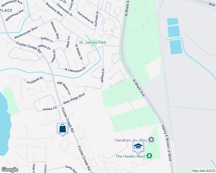 map of restaurants, bars, coffee shops, grocery stores, and more near 101 Greenmeadow Drive in Goose Creek
