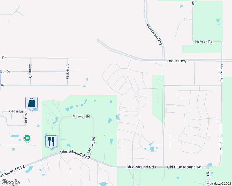 map of restaurants, bars, coffee shops, grocery stores, and more near 1335 Maxwell Road in Haslet