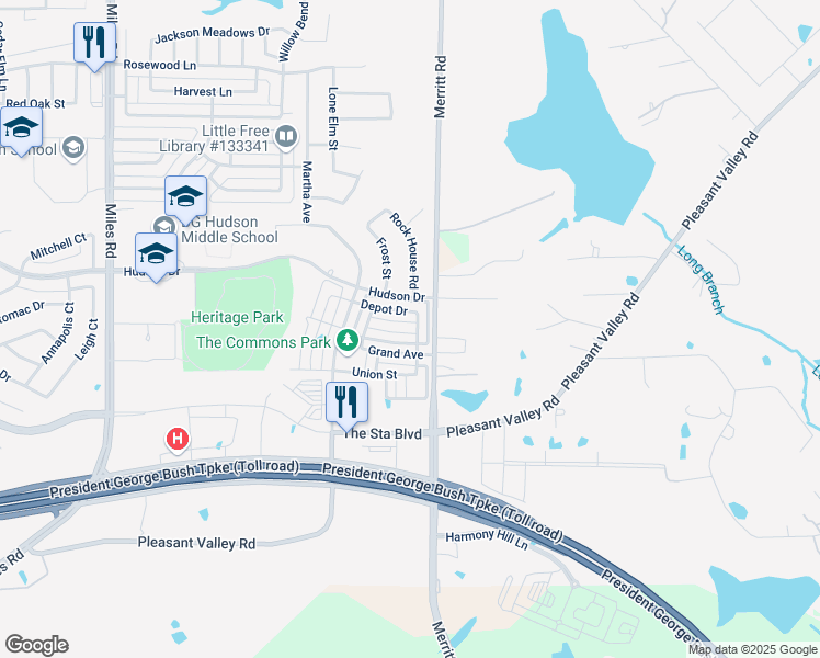 map of restaurants, bars, coffee shops, grocery stores, and more near 5515 Depot Drive in Sachse
