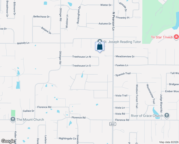 map of restaurants, bars, coffee shops, grocery stores, and more near 1534 Treehouse Lane South in Keller